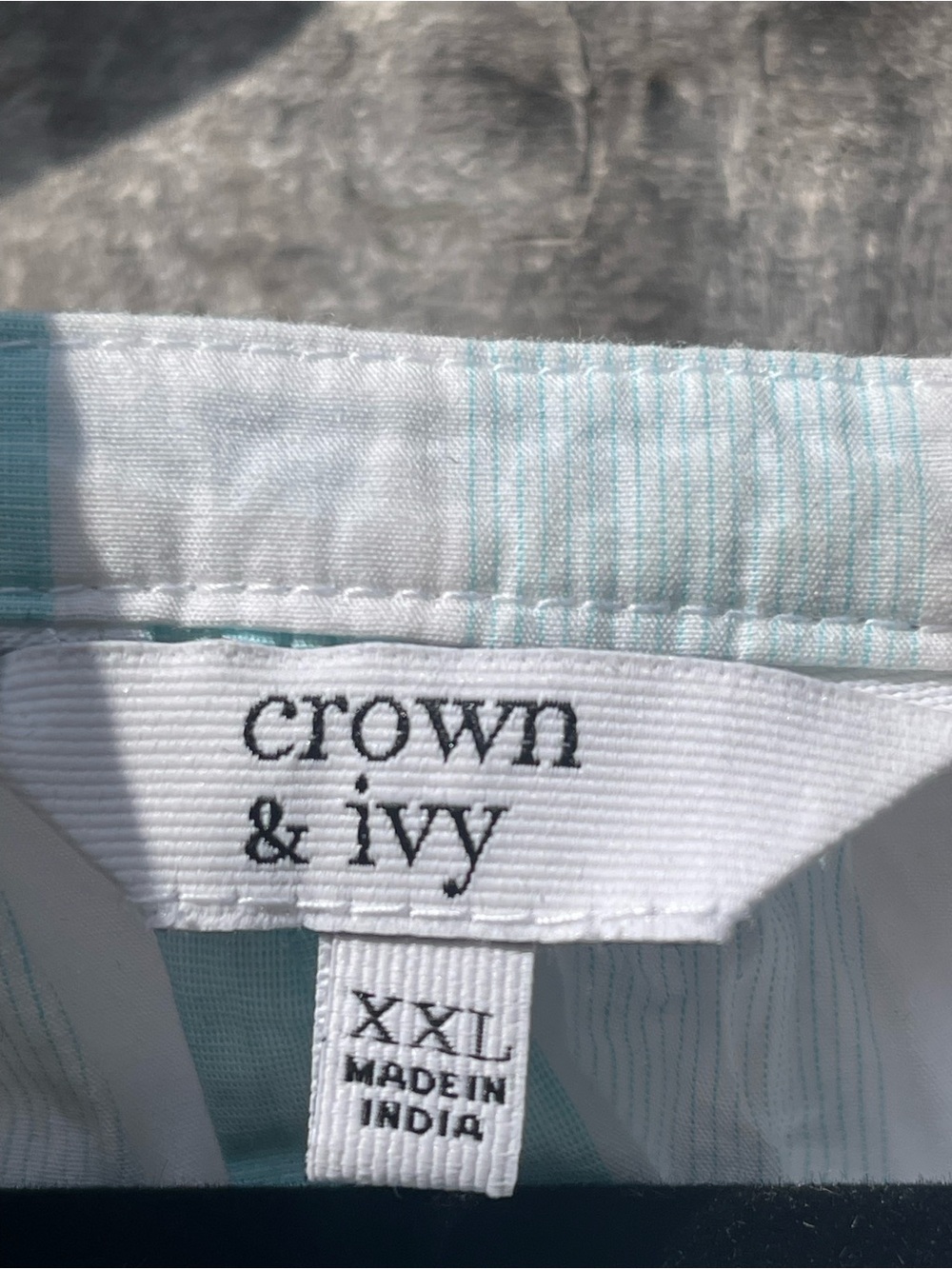 Light Blue Striped Peasant Blouse with Embroidered Sleeves Sz XXL - Picture 6 of 11